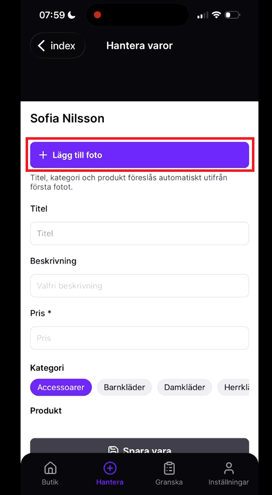 App: lägg till foto