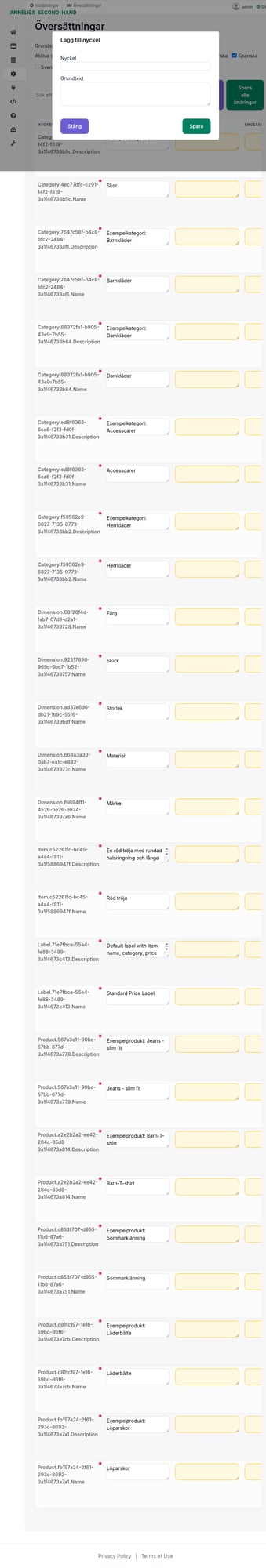 Översättningar: dialog för att lägga till nyckel och grundtext