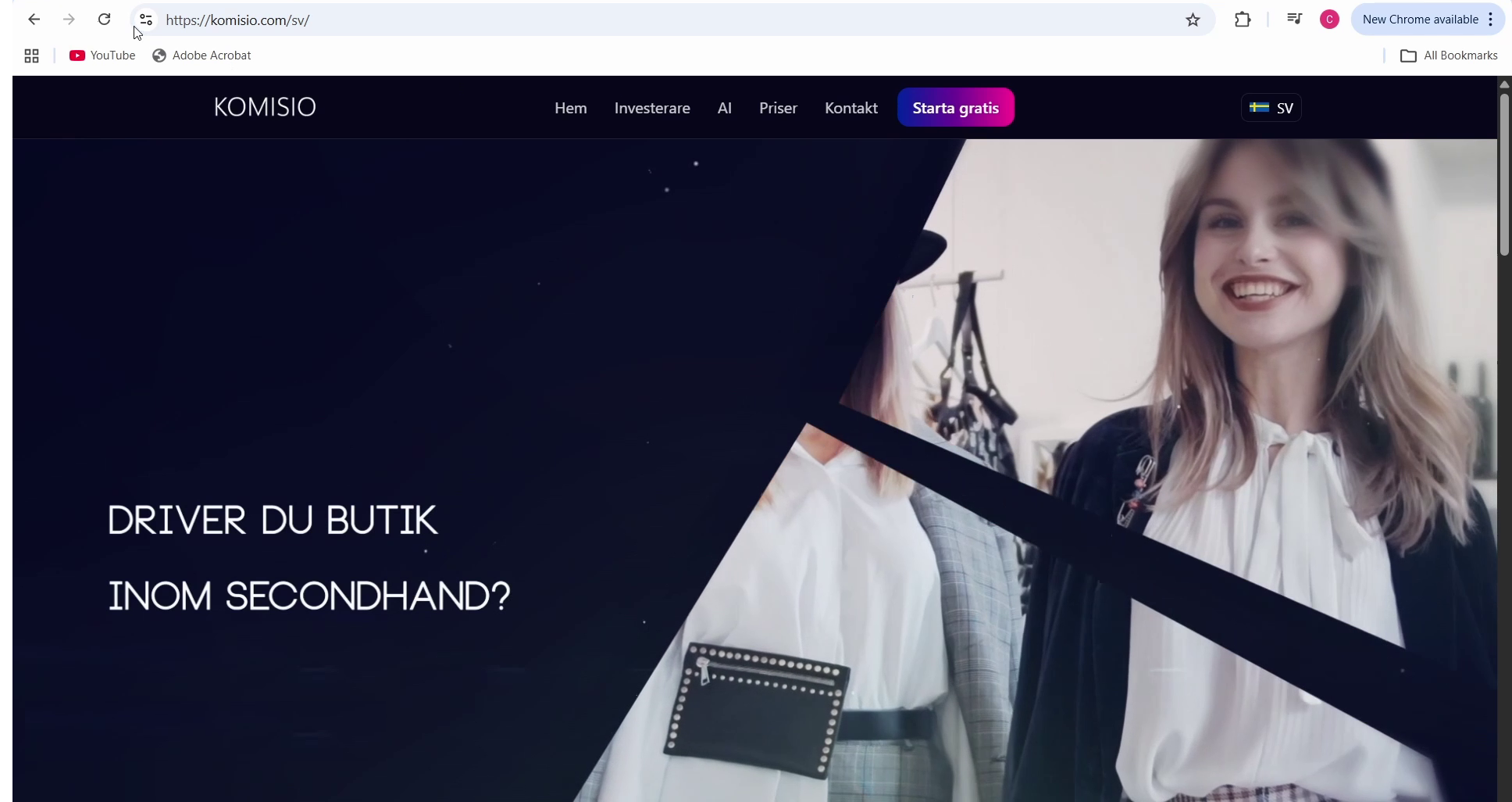 Skärmdump 1 – Komisio.com vy