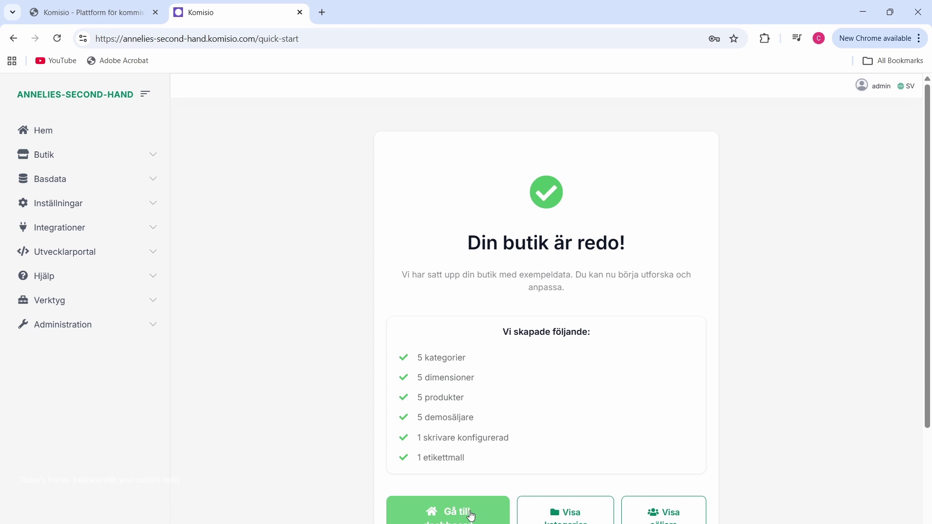 Skärmdump 10 – Snabbstart klar
