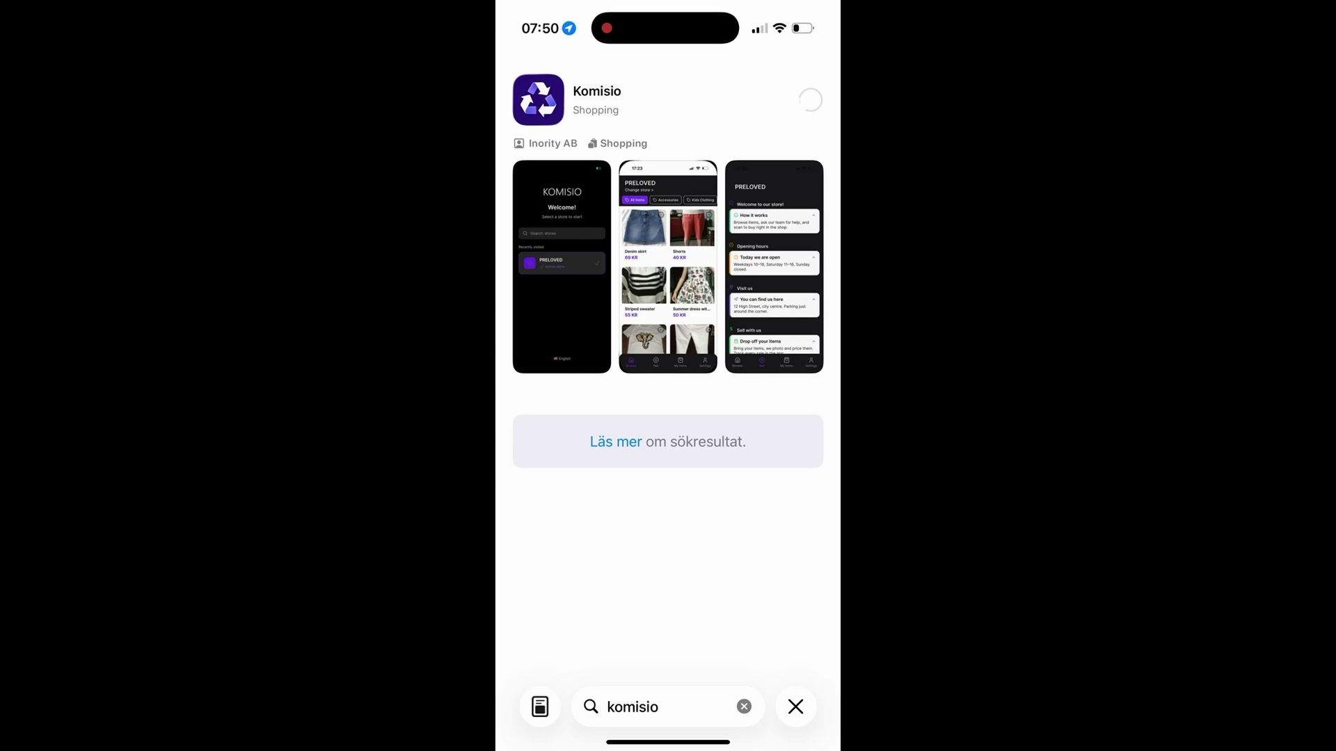 Skärmdump 15 – App Store sök