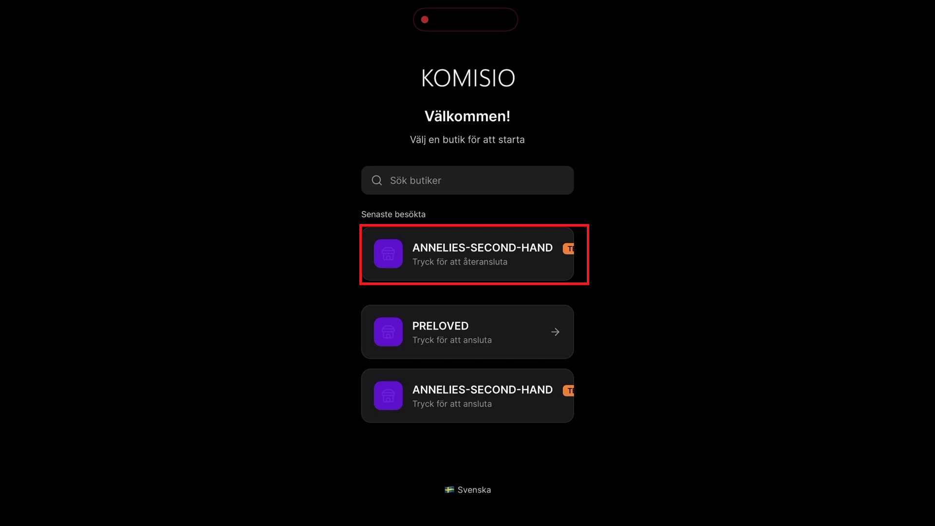Skärmdump 18 – Appen laddar butik