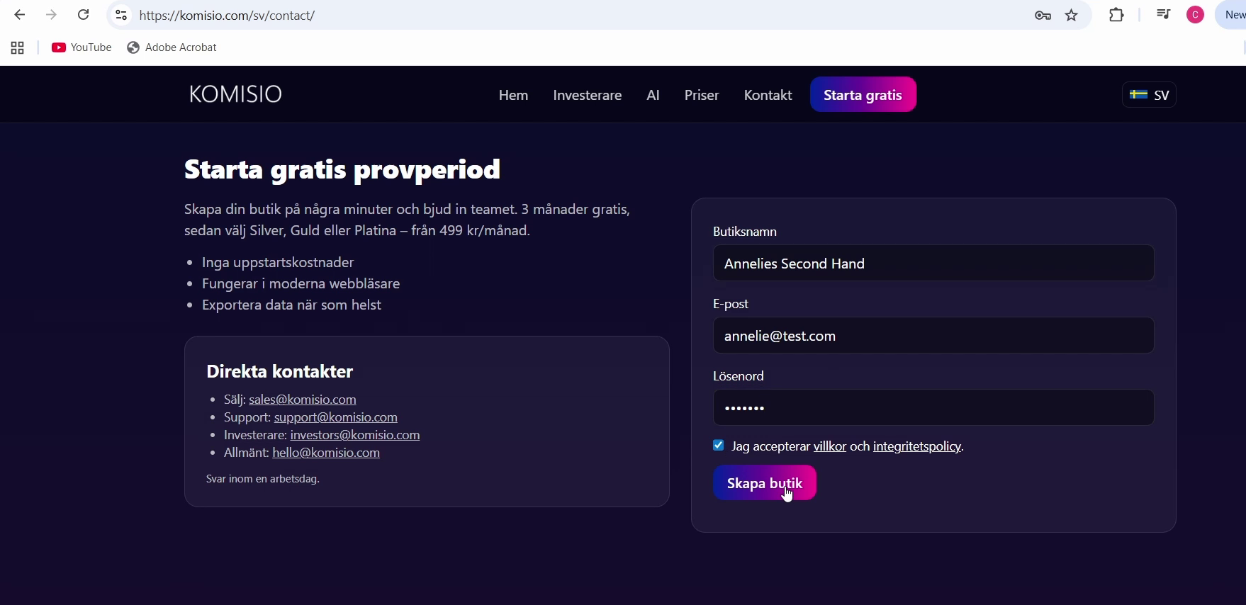 Skärmdump 3 – Ange butiksnamn