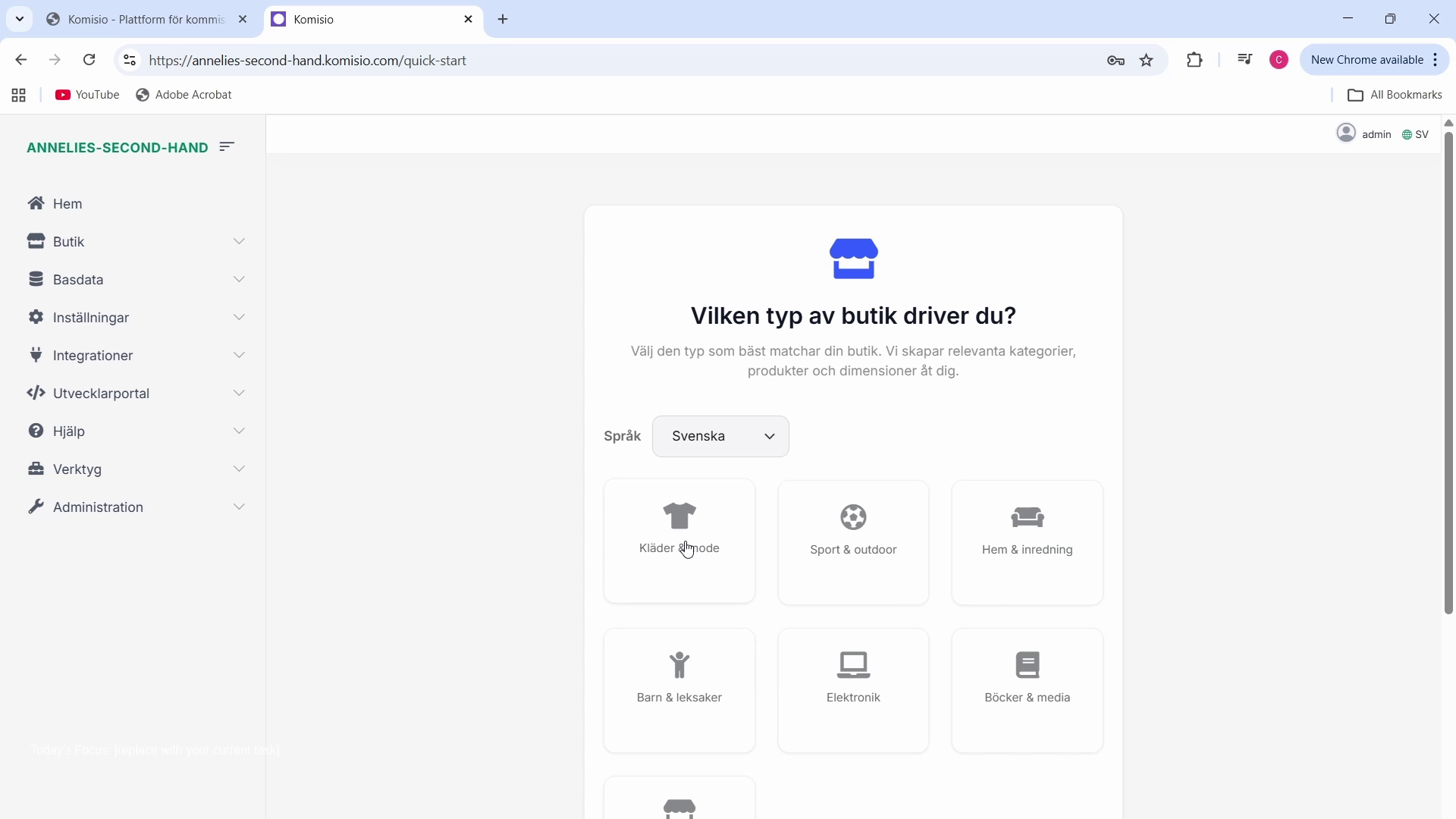 Skärmdump 9 – Snabbstart-knapp