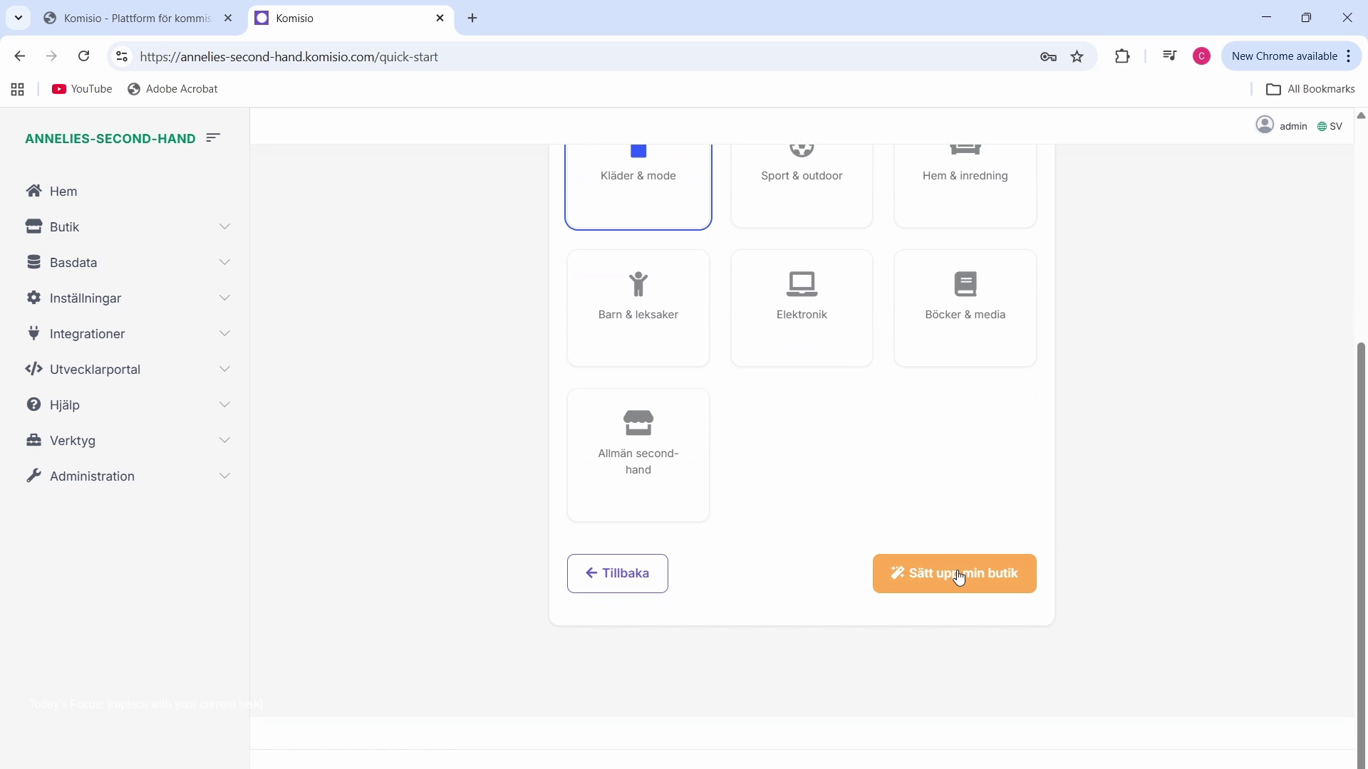 Skärmdump 9 – Snabbstart-knapp